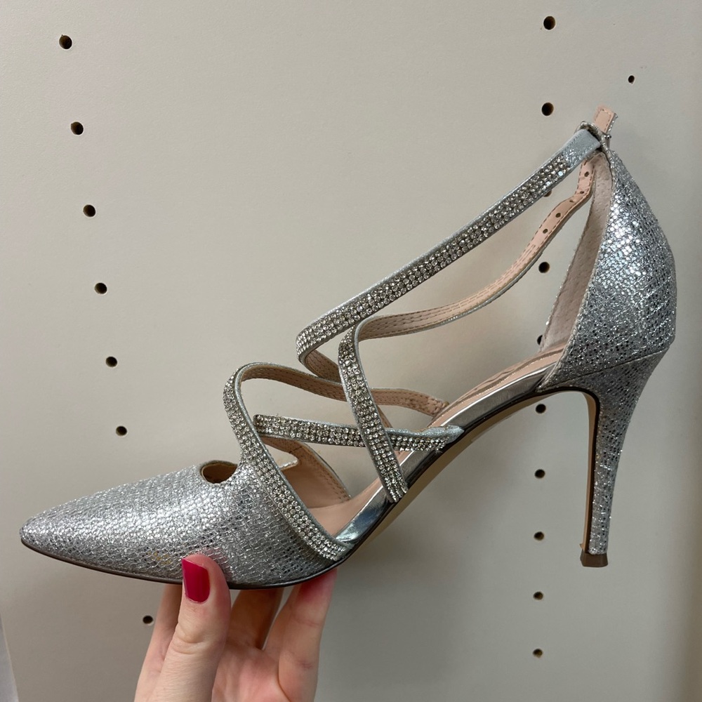 Silver Sparkle Heels Women's 8.5 Nina